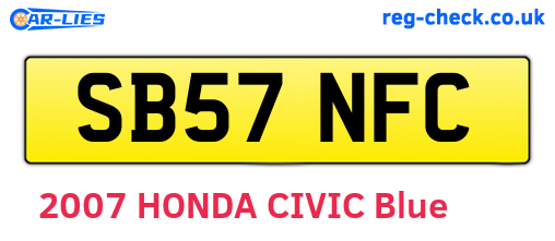SB57NFC are the vehicle registration plates.