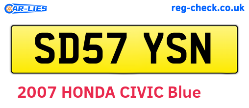 SD57YSN are the vehicle registration plates.