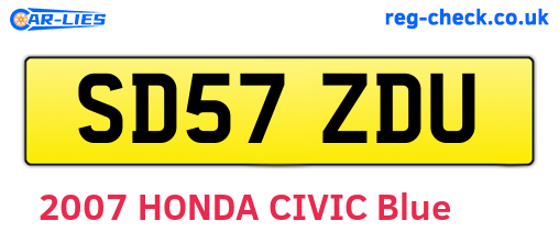 SD57ZDU are the vehicle registration plates.