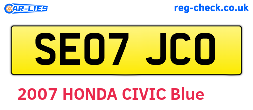 SE07JCO are the vehicle registration plates.