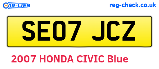 SE07JCZ are the vehicle registration plates.