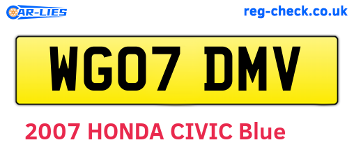 WG07DMV are the vehicle registration plates.