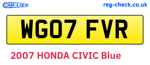 WG07FVR are the vehicle registration plates.