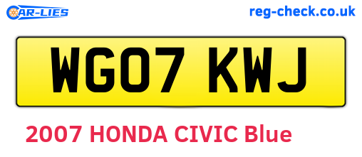 WG07KWJ are the vehicle registration plates.