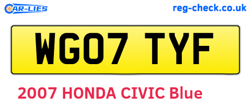 WG07TYF are the vehicle registration plates.