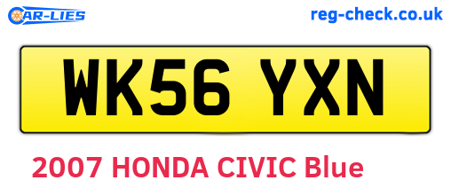 WK56YXN are the vehicle registration plates.