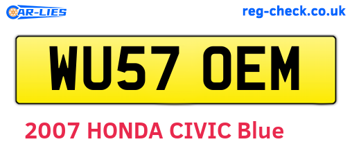 WU57OEM are the vehicle registration plates.