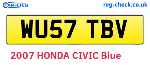WU57TBV are the vehicle registration plates.