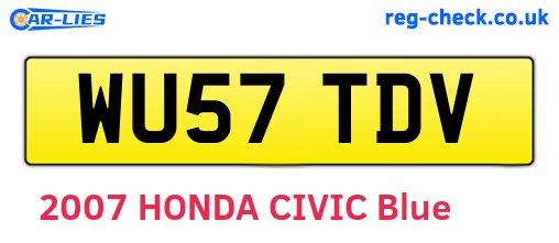 WU57TDV are the vehicle registration plates.