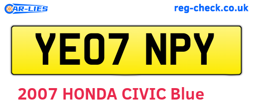 YE07NPY are the vehicle registration plates.