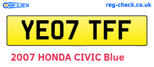 YE07TFF are the vehicle registration plates.