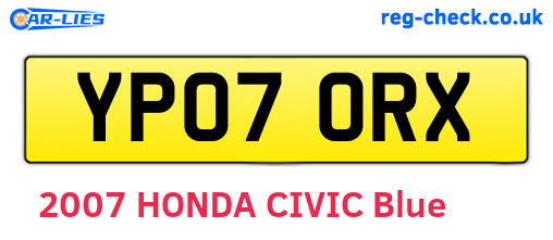 YP07ORX are the vehicle registration plates.