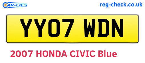 YY07WDN are the vehicle registration plates.