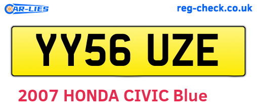 YY56UZE are the vehicle registration plates.