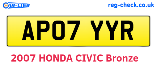 AP07YYR are the vehicle registration plates.