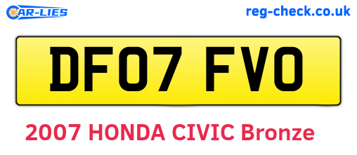 DF07FVO are the vehicle registration plates.