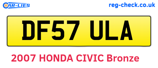 DF57ULA are the vehicle registration plates.