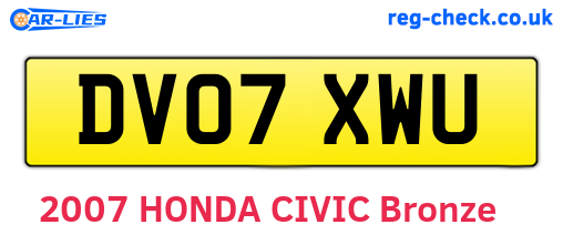 DV07XWU are the vehicle registration plates.