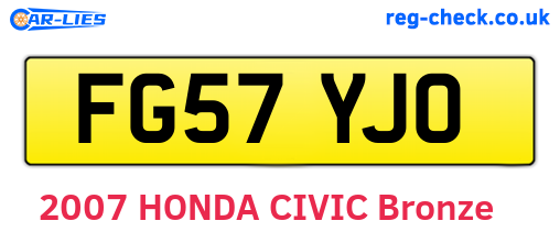 FG57YJO are the vehicle registration plates.