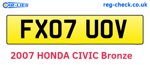 FX07UOV are the vehicle registration plates.