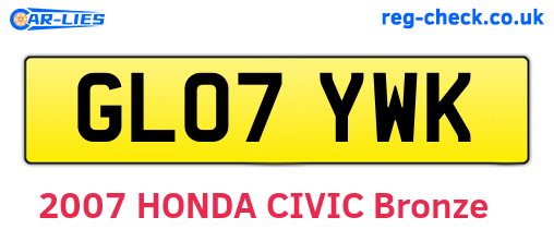 GL07YWK are the vehicle registration plates.