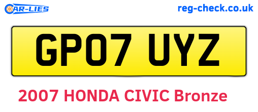 GP07UYZ are the vehicle registration plates.