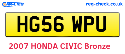 HG56WPU are the vehicle registration plates.