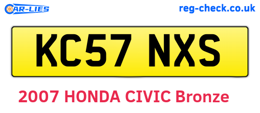 KC57NXS are the vehicle registration plates.