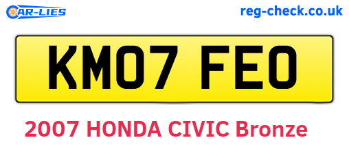 KM07FEO are the vehicle registration plates.