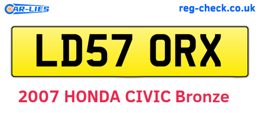 LD57ORX are the vehicle registration plates.