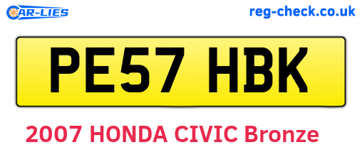PE57HBK are the vehicle registration plates.