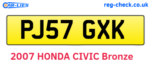 PJ57GXK are the vehicle registration plates.