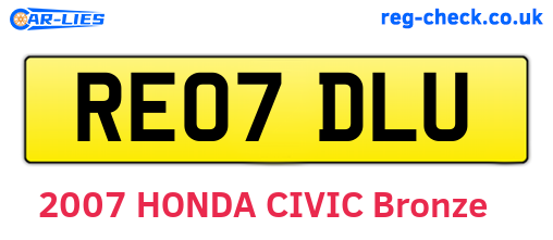 RE07DLU are the vehicle registration plates.