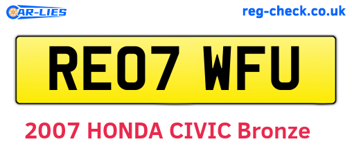 RE07WFU are the vehicle registration plates.
