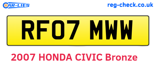 RF07MWW are the vehicle registration plates.