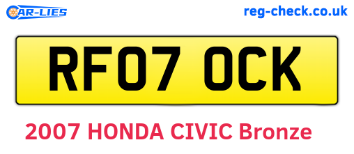 RF07OCK are the vehicle registration plates.