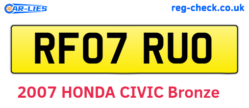 RF07RUO are the vehicle registration plates.