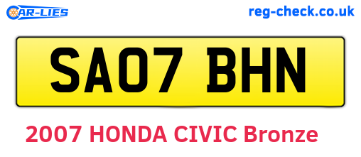 SA07BHN are the vehicle registration plates.