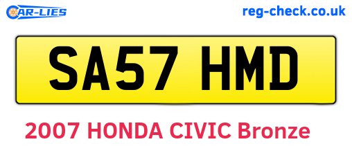 SA57HMD are the vehicle registration plates.