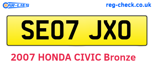 SE07JXO are the vehicle registration plates.