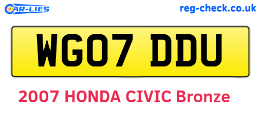 WG07DDU are the vehicle registration plates.