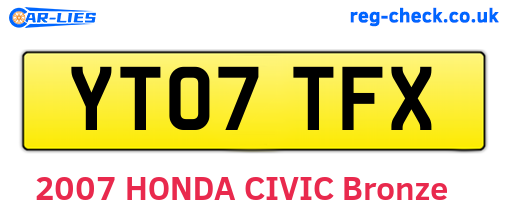 YT07TFX are the vehicle registration plates.