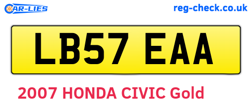 LB57EAA are the vehicle registration plates.
