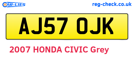 AJ57OJK are the vehicle registration plates.