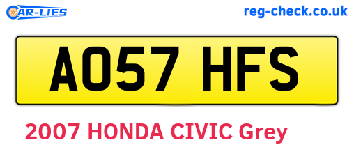 AO57HFS are the vehicle registration plates.