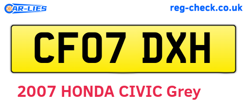 CF07DXH are the vehicle registration plates.