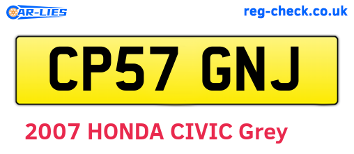 CP57GNJ are the vehicle registration plates.