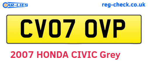 CV07OVP are the vehicle registration plates.