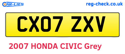 CX07ZXV are the vehicle registration plates.