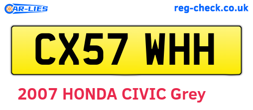 CX57WHH are the vehicle registration plates.